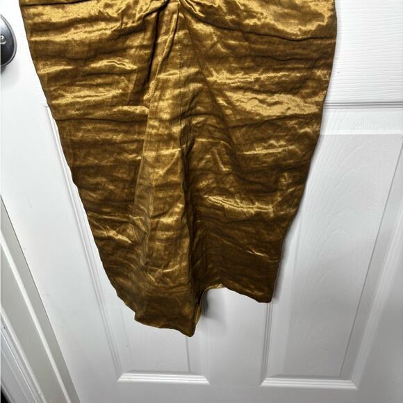Nicole Miller Gold Spaghetti Strap Bodycon Dress Sweetheart Neck Size 4 - Picture 3 of 6
